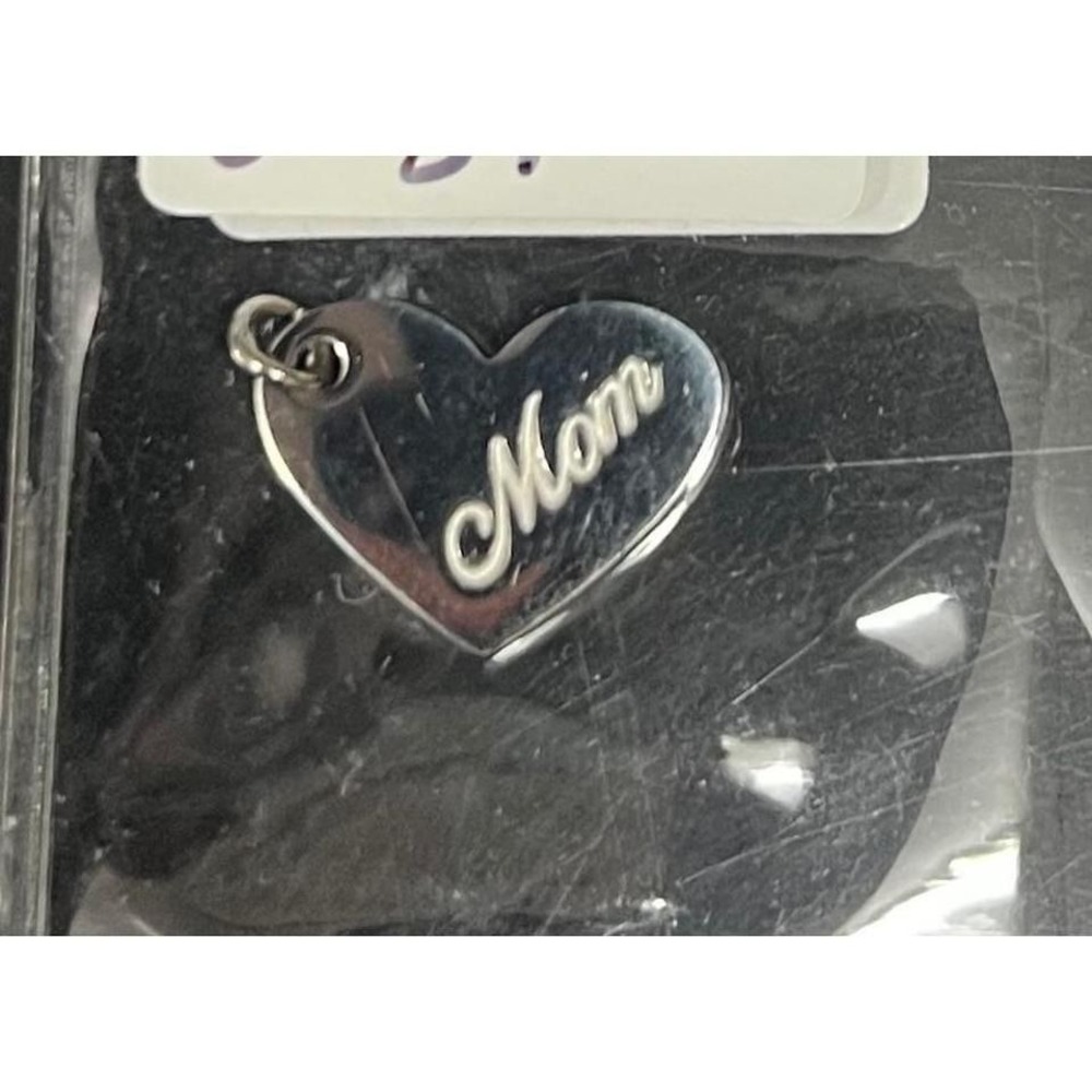 Silver Tone Heart Mom Script Pendant Charm Polished Metal Jewelry